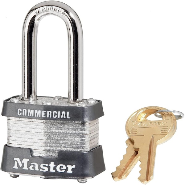 Padlock, Steel Laminated Padlock, 1-1/2in. Shackle, Keyed Alike - Key# 0814